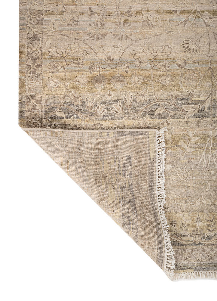 viscaya ivory afghan wool and silk hand knotted Rug - Backing Shot