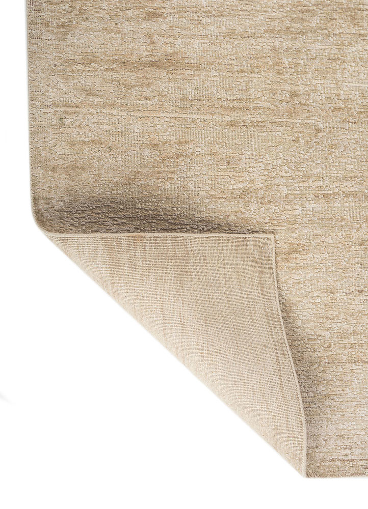 entropy ivory wool and silk hand knotted Rug - Backing Shot