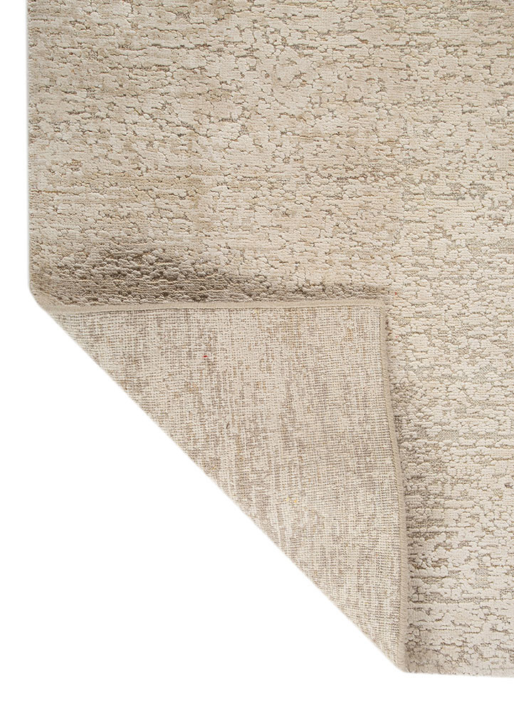 entropy beige and brown wool and silk hand knotted Rug - Backing Shot