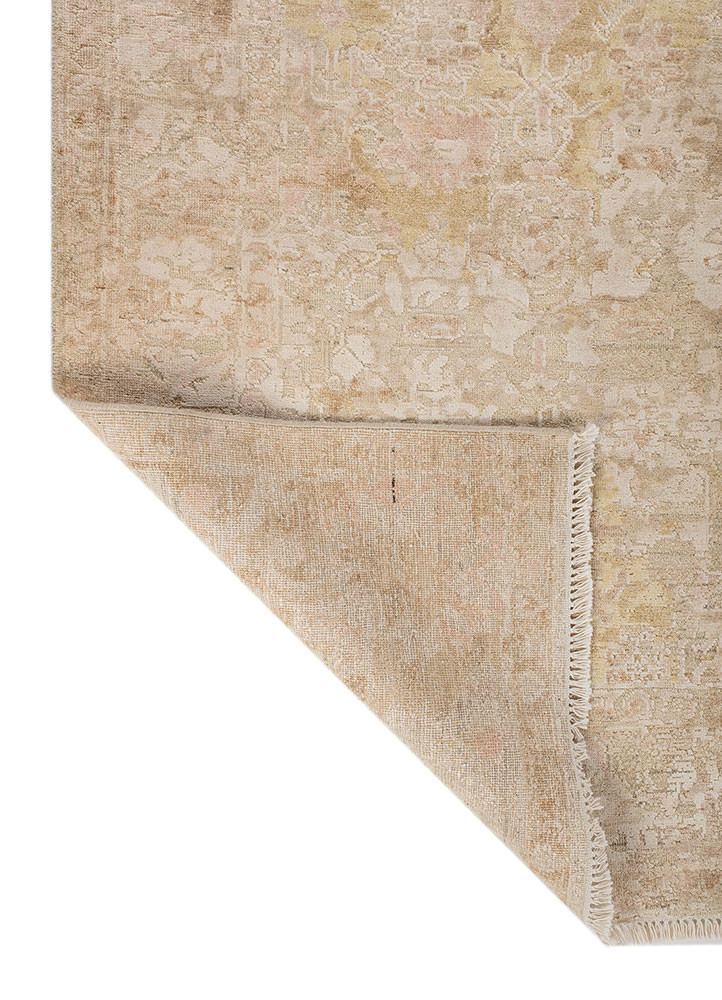 viscaya ivory afghan wool and silk hand knotted Rug - Backing Shot