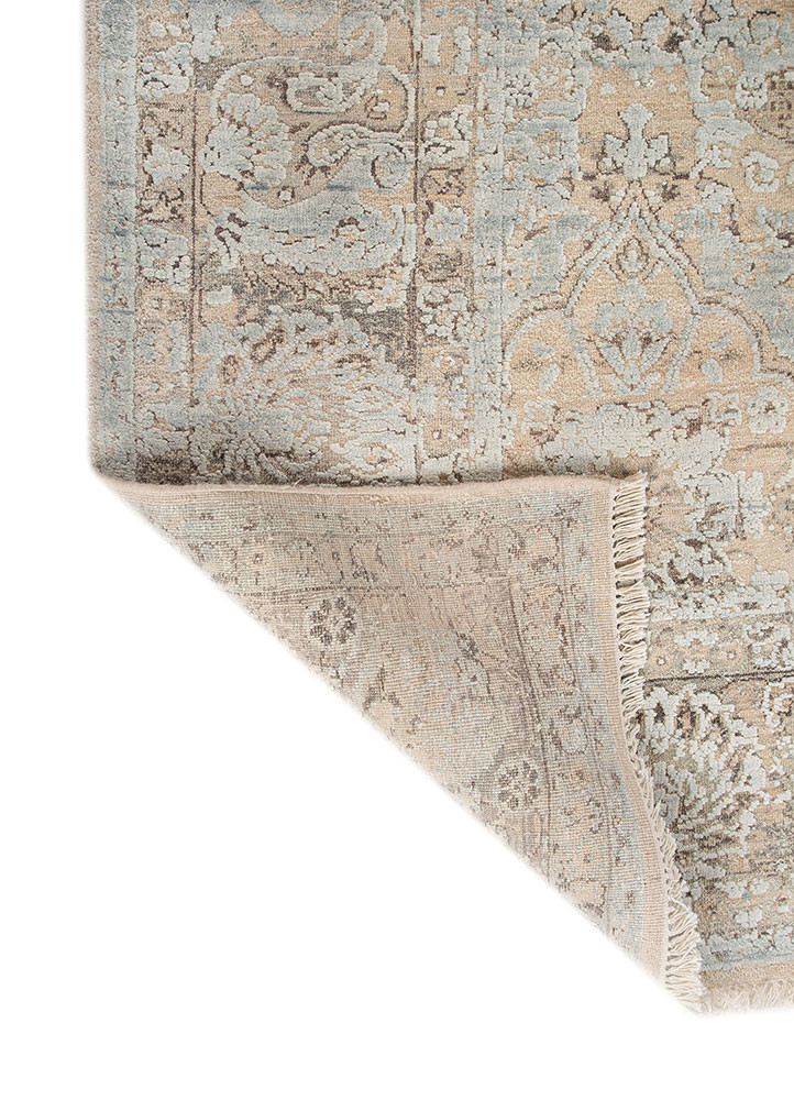 viscaya ivory wool and silk hand knotted Rug - Backing Shot