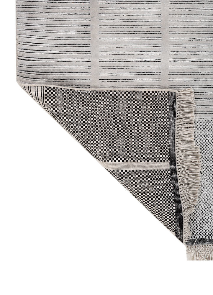 chaos theory by kavi ivory wool and bamboo silk hand knotted Rug - Backing Shot