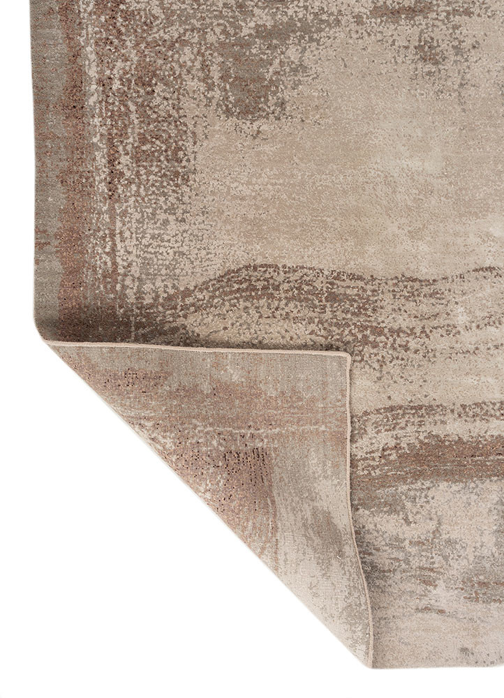 entropy ivory wool and bamboo silk hand knotted Rug - Backing Shot