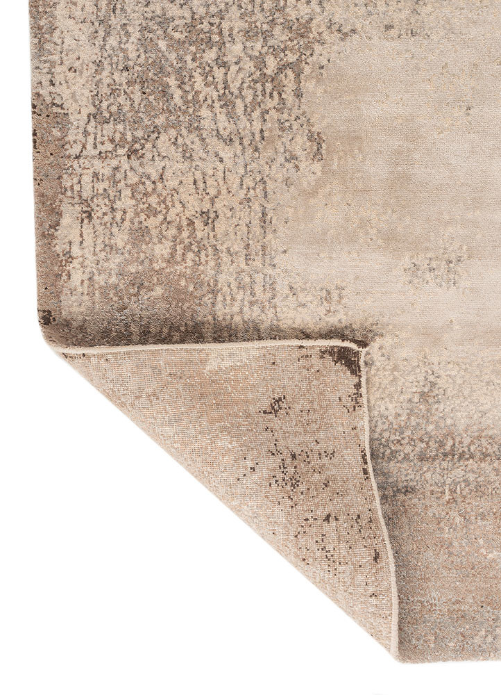 aprezo beige and brown wool and bamboo silk hand knotted Rug - Backing Shot aprezo beige and brown wool and bamboo silk hand knotted Rug - Backing Shot