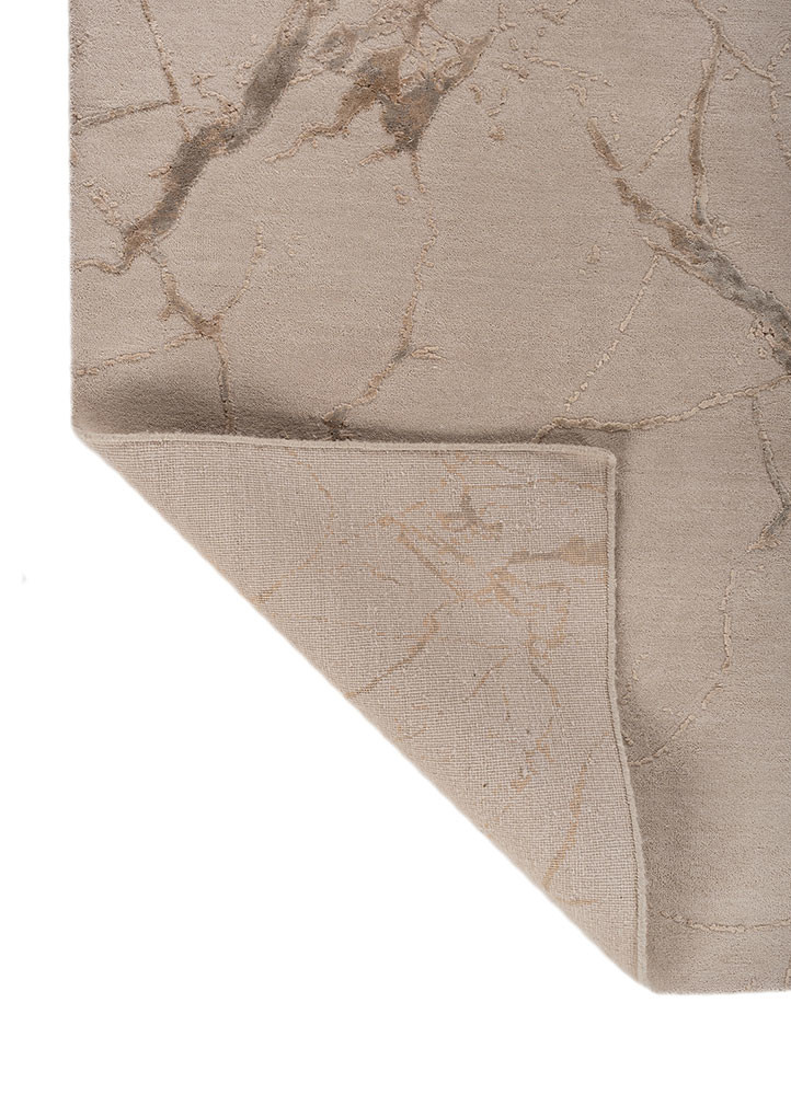 urban pause by kavi ivory wool and bamboo silk hand knotted Rug - Backing Shot