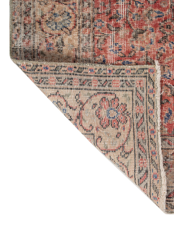 vintage ivory wool and bamboo silk hand knotted Rug - Backing Shot vintage ivory wool and bamboo silk hand knotted Rug - Backing Shot