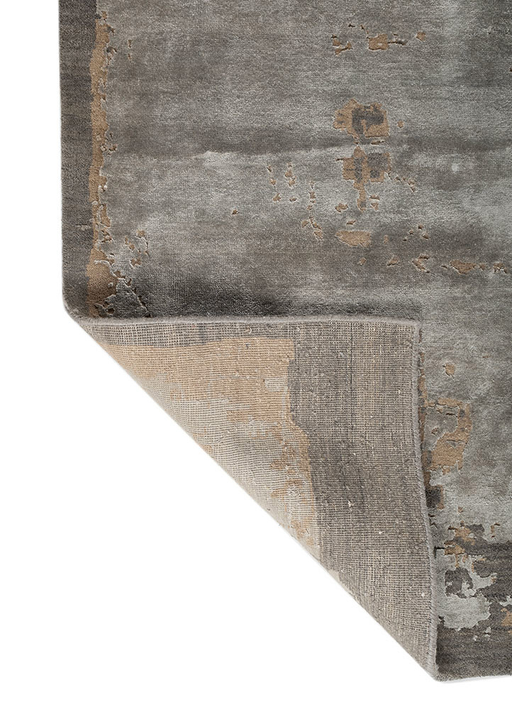 urban pause by kavi grey and black wool and bamboo silk hand knotted Rug - Backing Shot urban pause by kavi grey and black wool and bamboo silk hand knotted Rug - Backing Shot