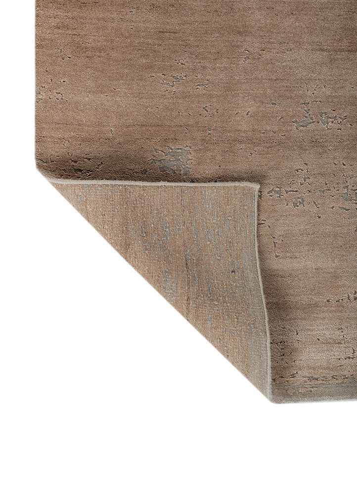 chaos theory by kavi ivory wool and bamboo silk hand knotted Rug - Backing Shot