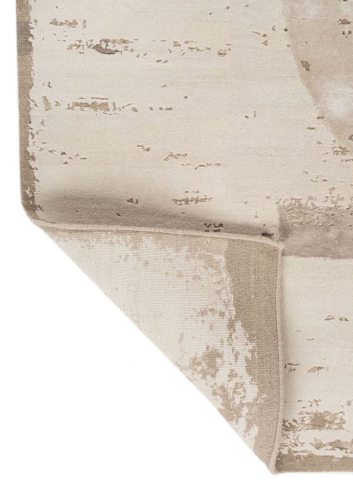 unfold by kavi ivory wool and bamboo silk hand knotted Rug - Backing Shot