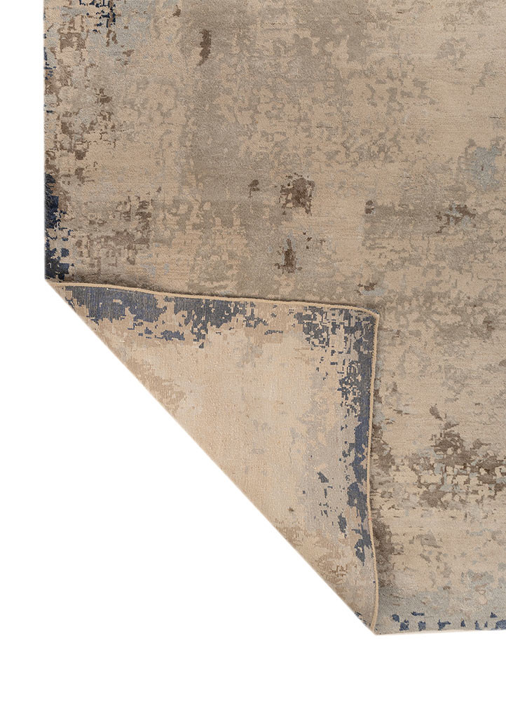 chaos theory by kavi ivory wool and bamboo silk hand knotted Rug - Backing Shot