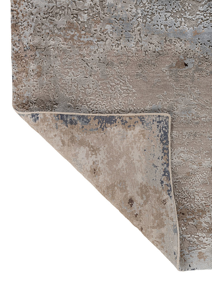 chaos theory by kavi grey and black wool and bamboo silk hand knotted Rug - Backing Shot chaos theory by kavi grey and black wool and bamboo silk hand knotted Rug - Backing Shot