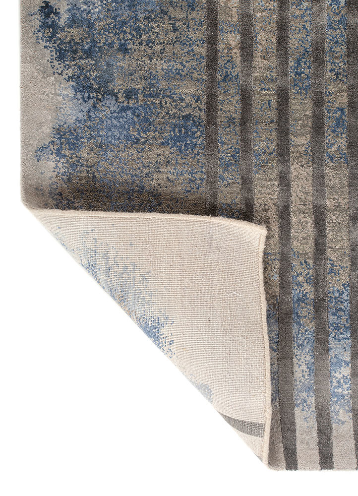 aakar by kavi grey and black wool and bamboo silk hand knotted Rug - Backing Shot aakar by kavi grey and black wool and bamboo silk hand knotted Rug - Backing Shot