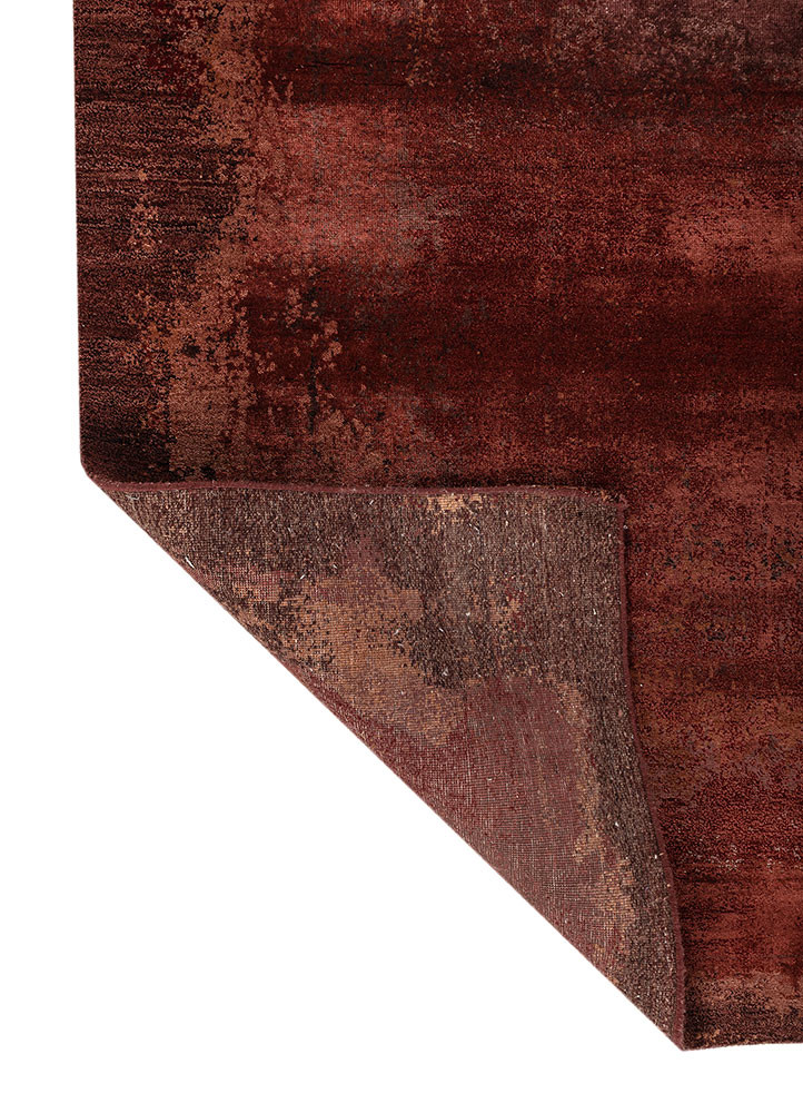 afterglow by kavi red and orange wool and bamboo silk hand knotted Rug - Backing Shot