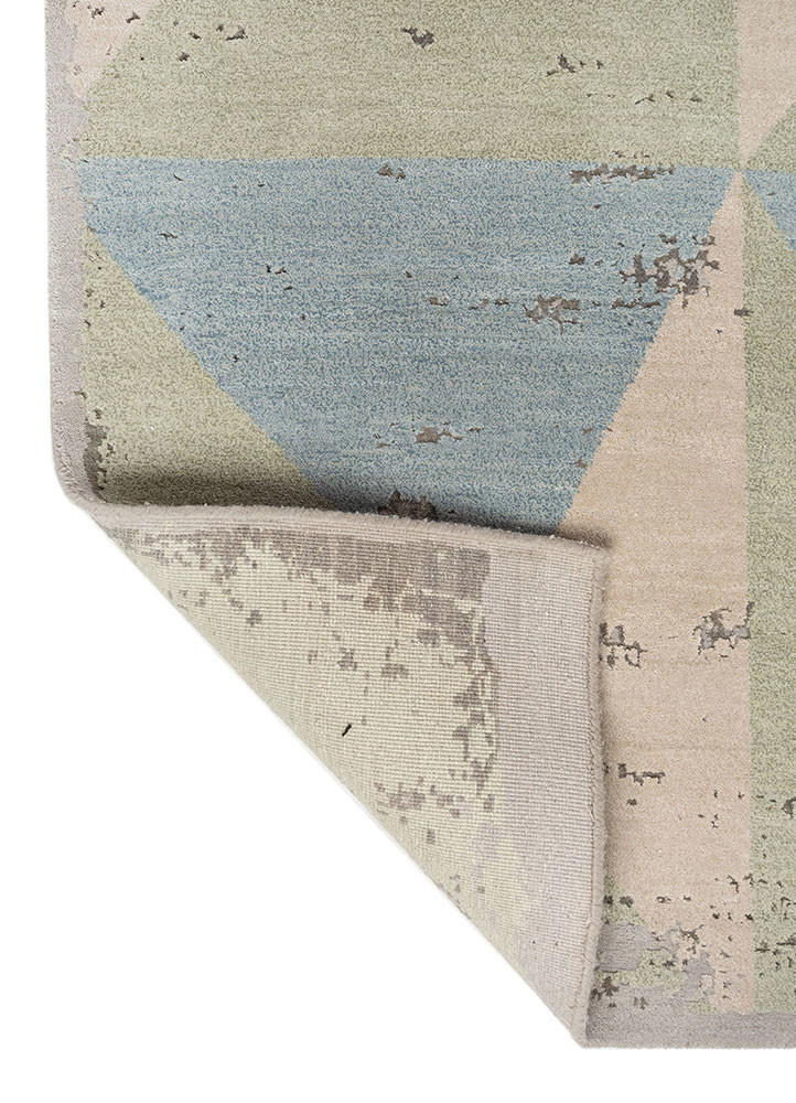 unfold by kavi ivory wool and bamboo silk hand knotted Rug - Backing Shot
