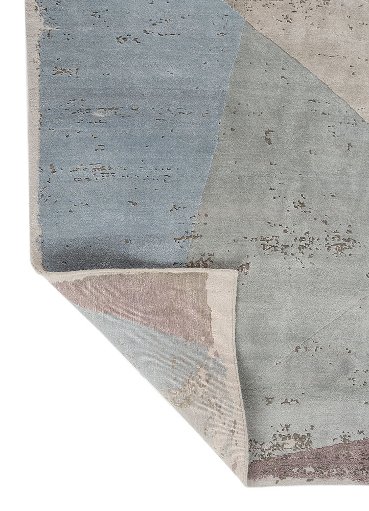 unfold by kavi pink and purple wool and bamboo silk hand knotted Rug - Backing Shot