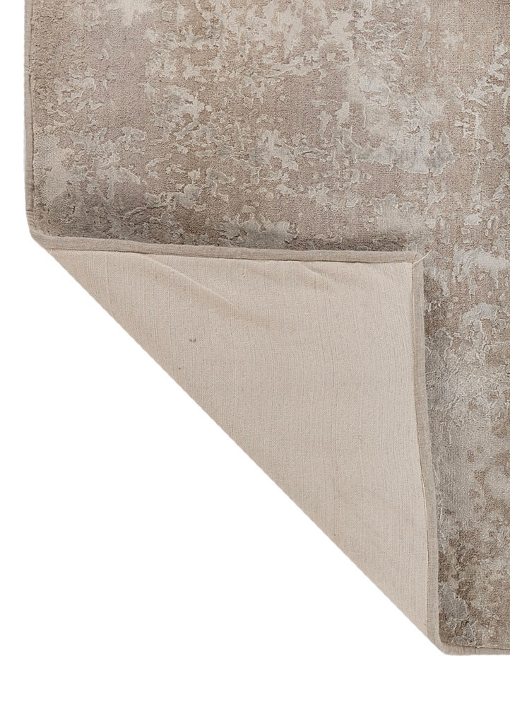 chaos theory by kavi grey and black wool and bamboo silk hand knotted Rug - Backing Shot