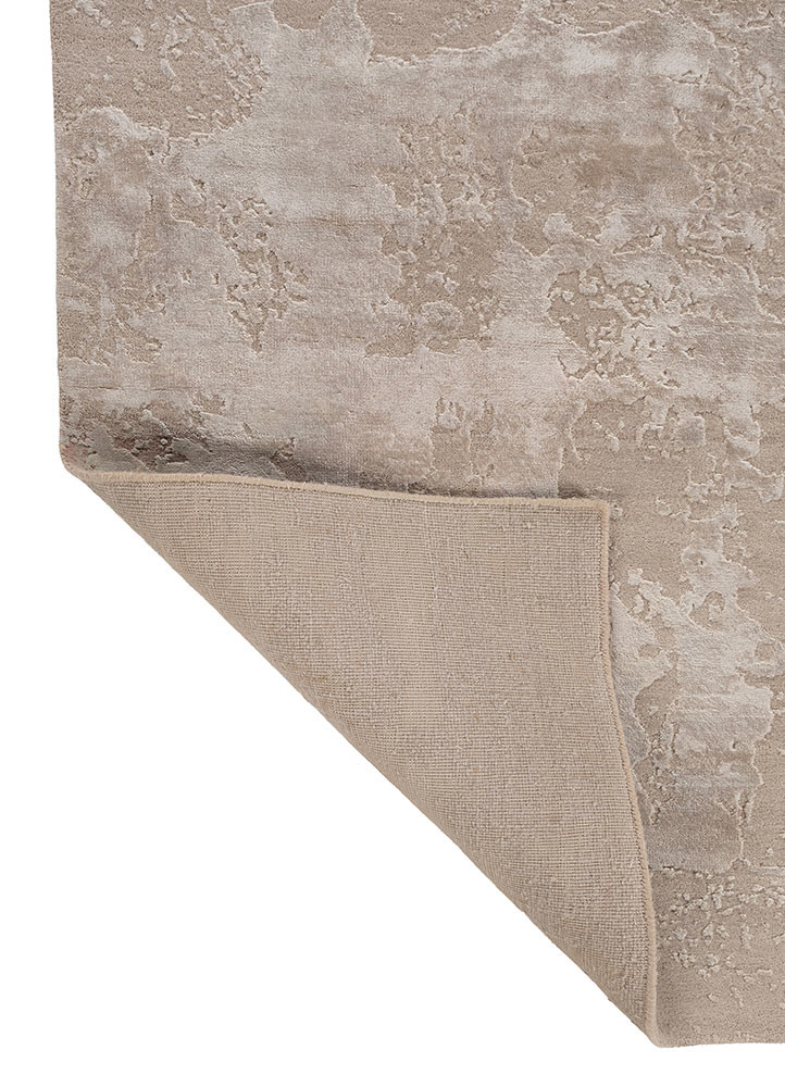 project error by kavi ivory wool and bamboo silk hand knotted Rug - Backing Shot