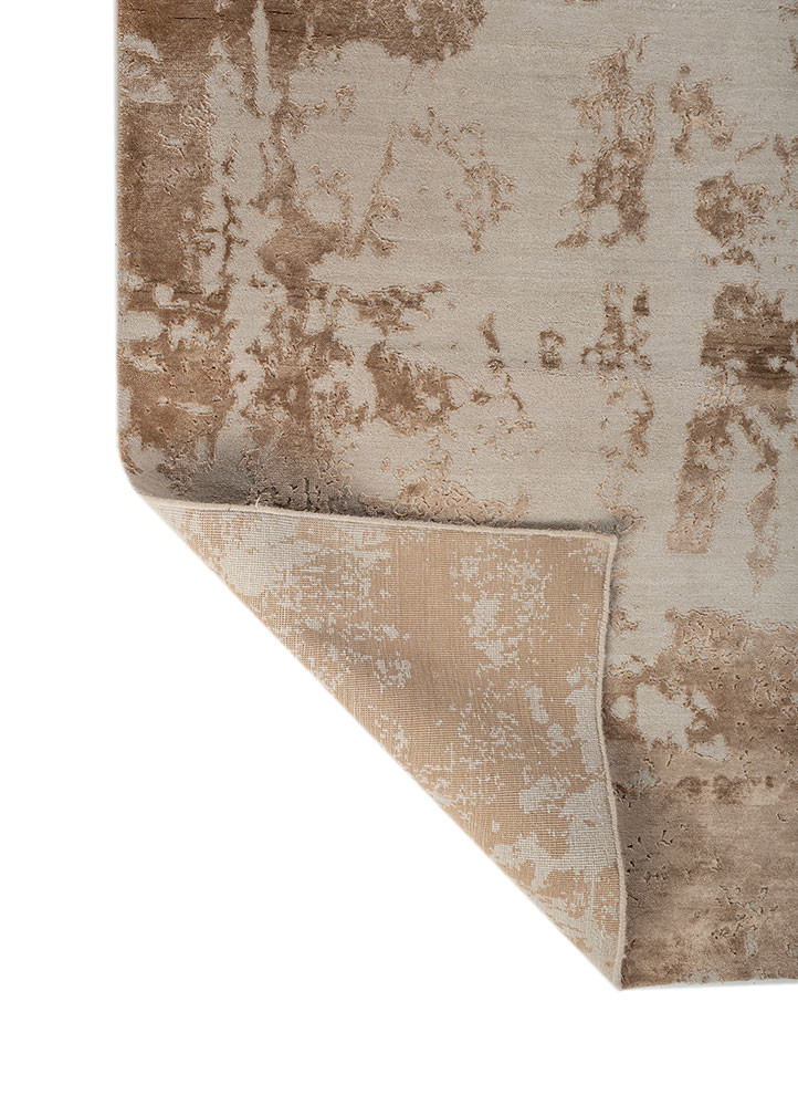 project error by kavi ivory wool and bamboo silk hand knotted Rug - Backing Shot