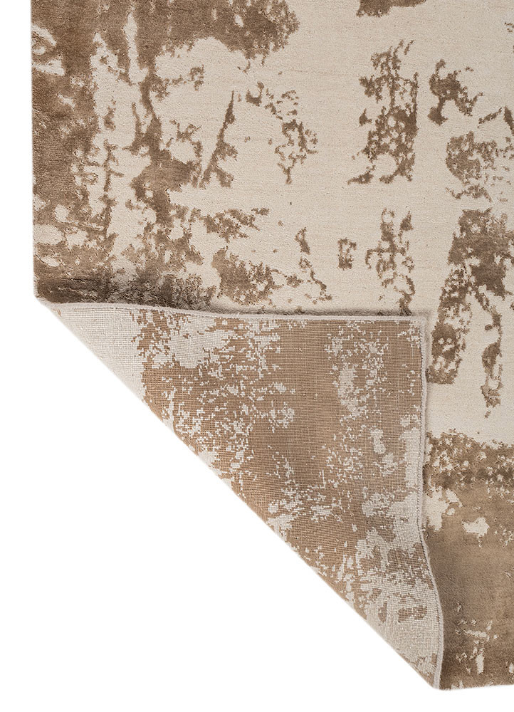 project error by kavi ivory wool and bamboo silk hand knotted Rug - Backing Shot