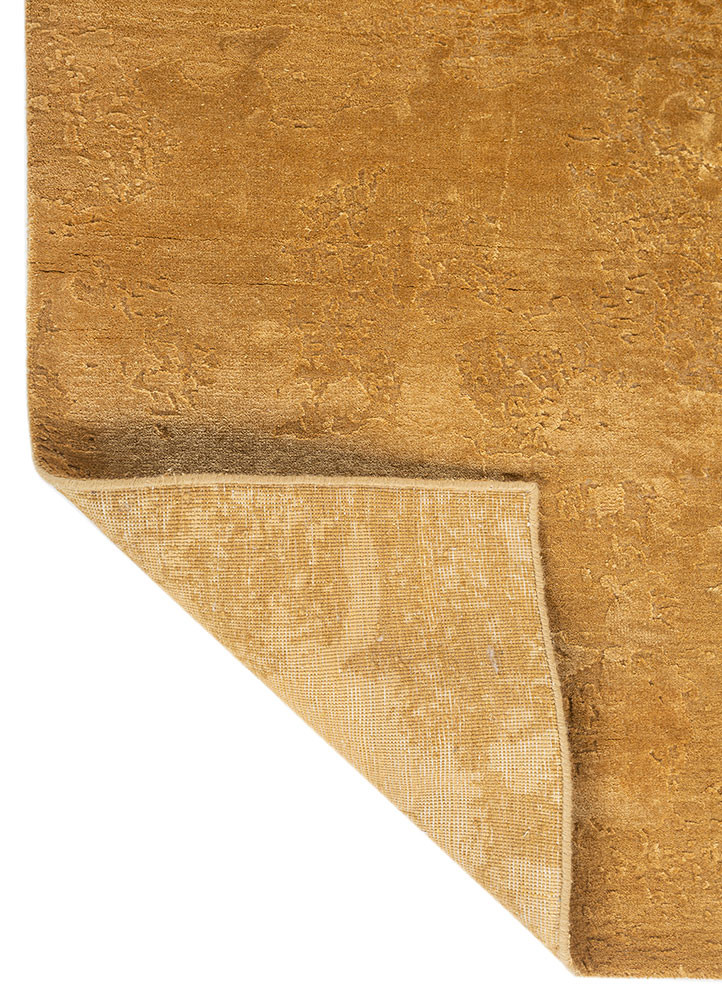 project error by kavi gold wool and bamboo silk hand knotted Rug - Backing Shot