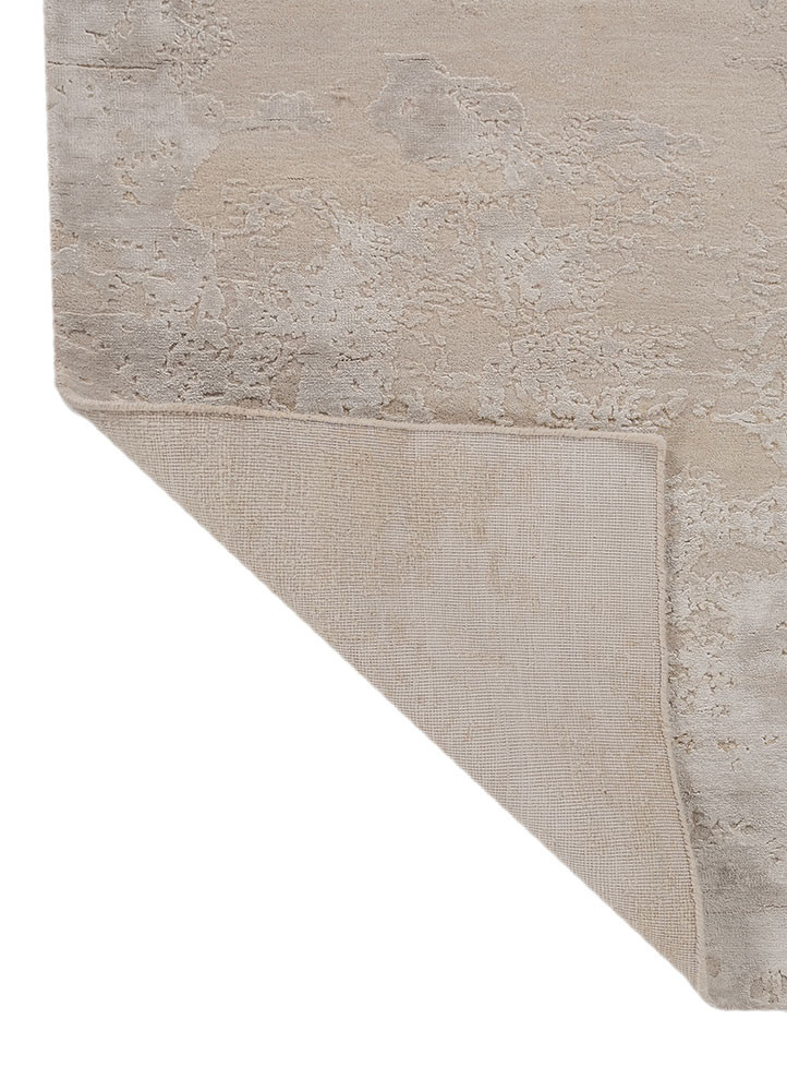 project error by kavi ivory wool and bamboo silk hand knotted Rug - Backing Shot