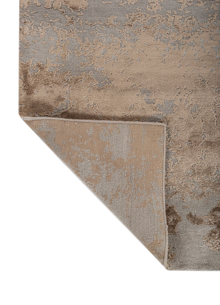 project error by kavi grey and black wool and bamboo silk hand knotted Rug - Backing Shot