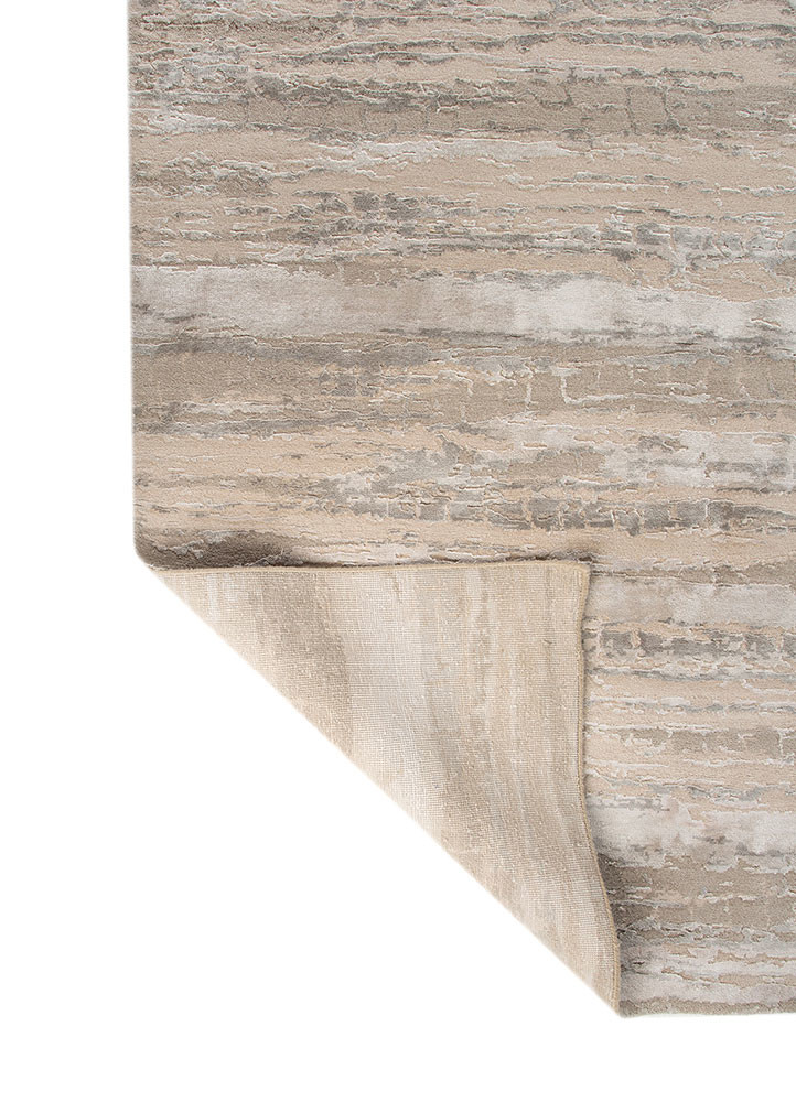 chaos theory by kavi grey and black wool and bamboo silk hand knotted Rug - Backing Shot