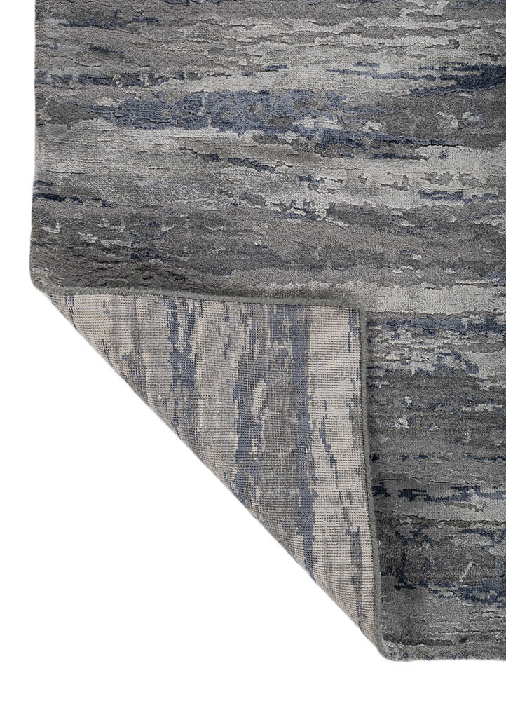 chaos theory by kavi grey and black wool and bamboo silk hand knotted Rug - Backing Shot chaos theory by kavi grey and black wool and bamboo silk hand knotted Rug - Backing Shot