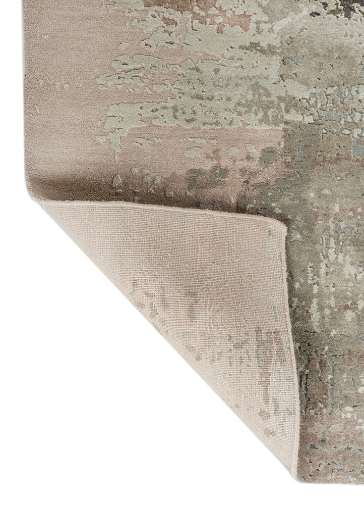 project error by kavi blue wool and bamboo silk hand knotted Rug - Backing Shot