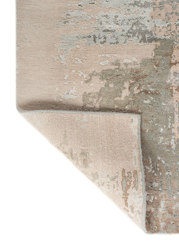 project error by kavi blue wool and bamboo silk hand knotted Rug - Backing Shot