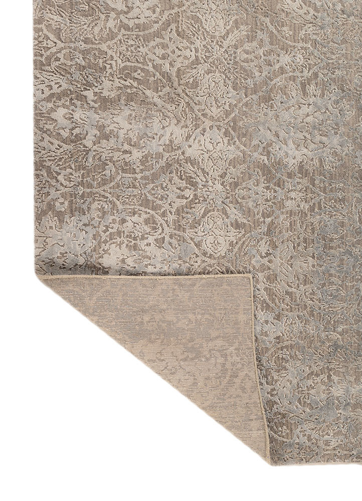 aprezo grey and black wool and bamboo silk hand knotted Rug - Backing Shot aprezo grey and black wool and bamboo silk hand knotted Rug - Backing Shot
