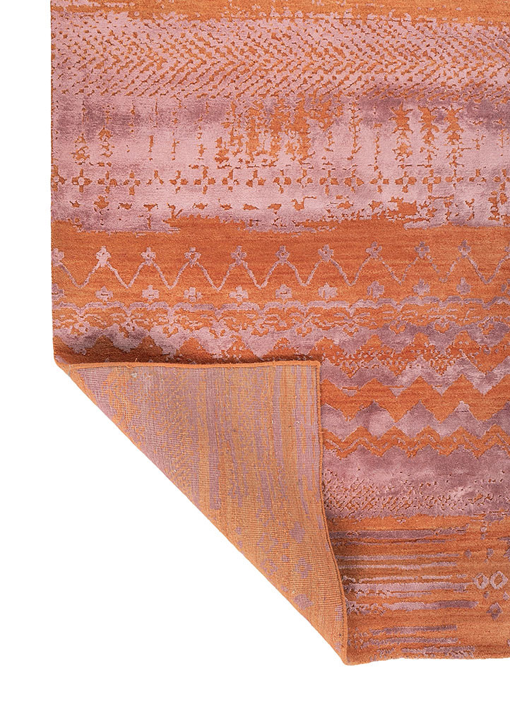 aprezo red and orange wool and bamboo silk hand knotted Rug - Backing Shot aprezo red and orange wool and bamboo silk hand knotted Rug - Backing Shot