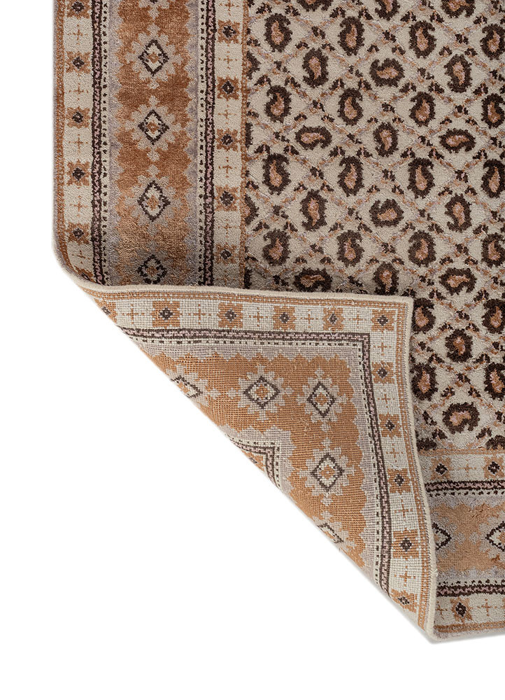 gilded age ivory wool and bamboo silk hand knotted Rug - Backing Shot gilded age ivory wool and bamboo silk hand knotted Rug - Backing Shot