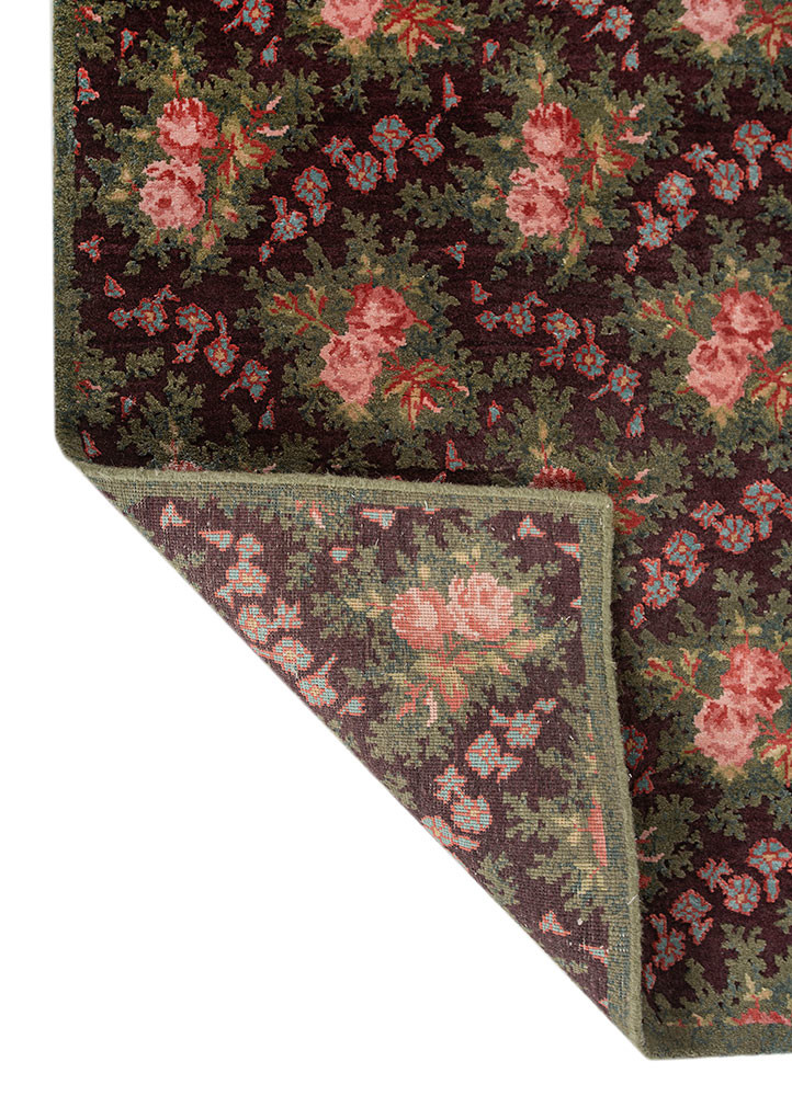 gilded age pink and purple wool and bamboo silk hand knotted Rug - Backing Shot gilded age pink and purple wool and bamboo silk hand knotted Rug - Backing Shot