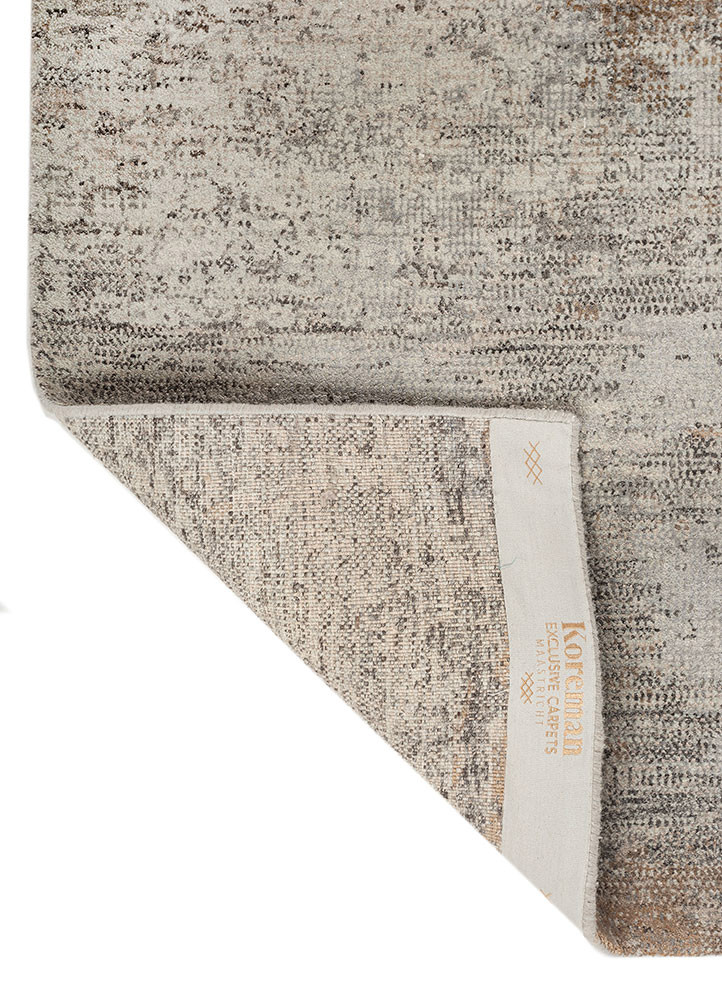 afterglow by kavi grey and black wool and bamboo silk hand knotted Rug - Backing Shot