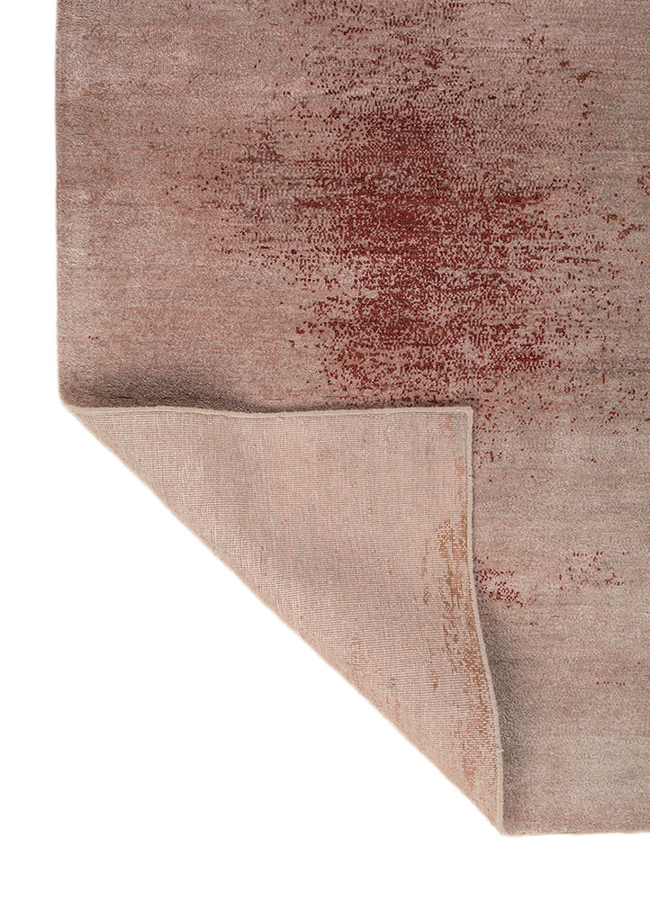 afterglow by kavi red and orange wool and bamboo silk hand knotted Rug - Backing Shot