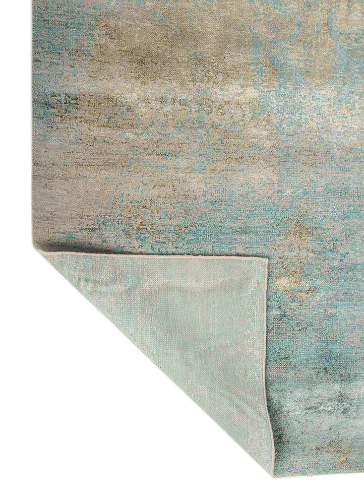 afterglow by kavi grey and black wool and bamboo silk hand knotted Rug - Backing Shot