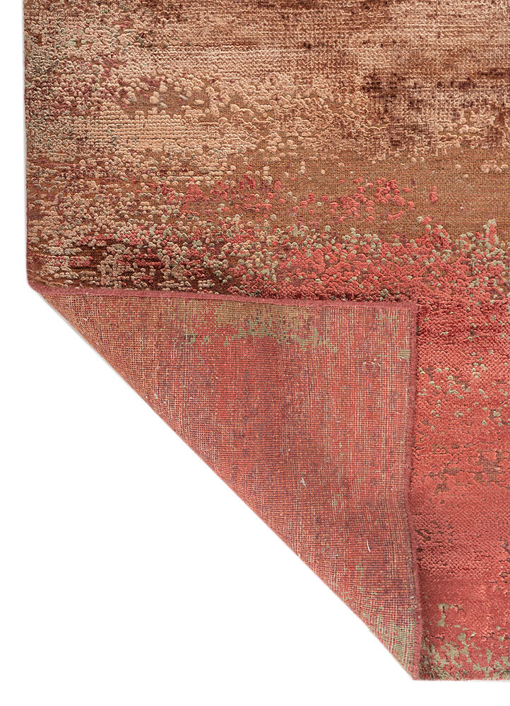 afterglow by kavi red and orange wool and bamboo silk hand knotted Rug - Backing Shot afterglow by kavi red and orange wool and bamboo silk hand knotted Rug - Backing Shot