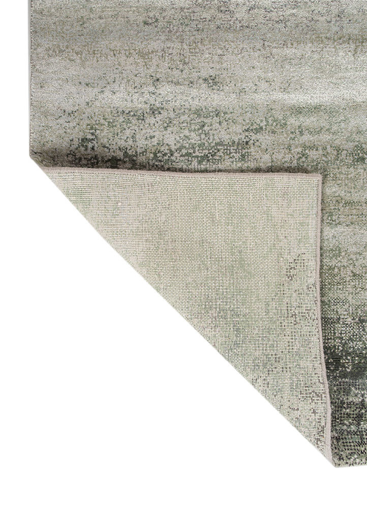 afterglow by kavi blue wool and bamboo silk hand knotted Rug - Backing Shot