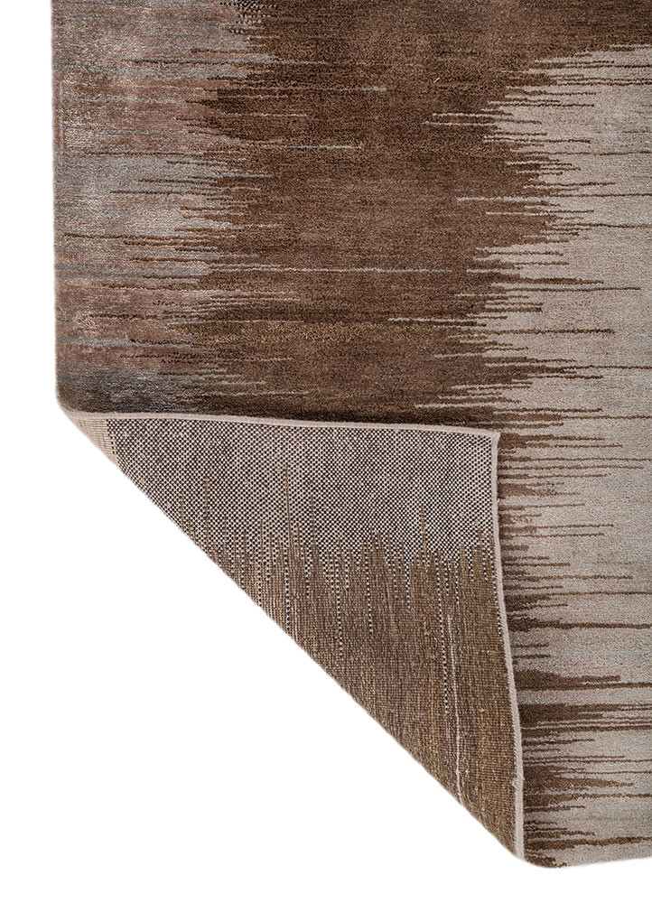 afterglow by kavi beige and brown wool and bamboo silk hand knotted Rug - Backing Shot afterglow by kavi beige and brown wool and bamboo silk hand knotted Rug - Backing Shot