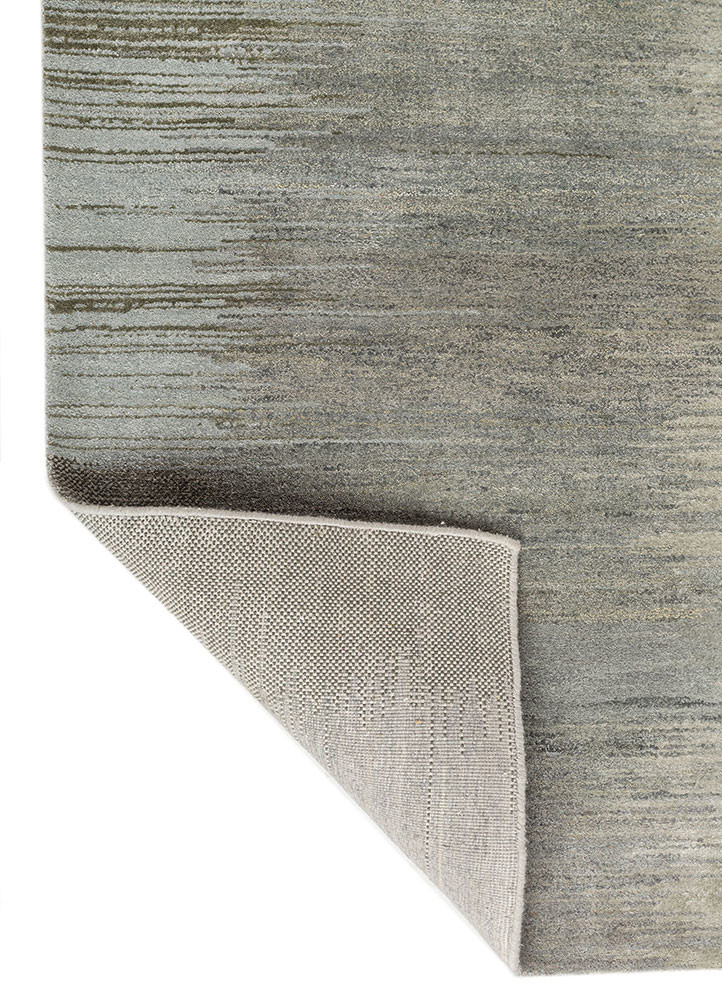 afterglow by kavi grey and black wool and bamboo silk hand knotted Rug - Backing Shot