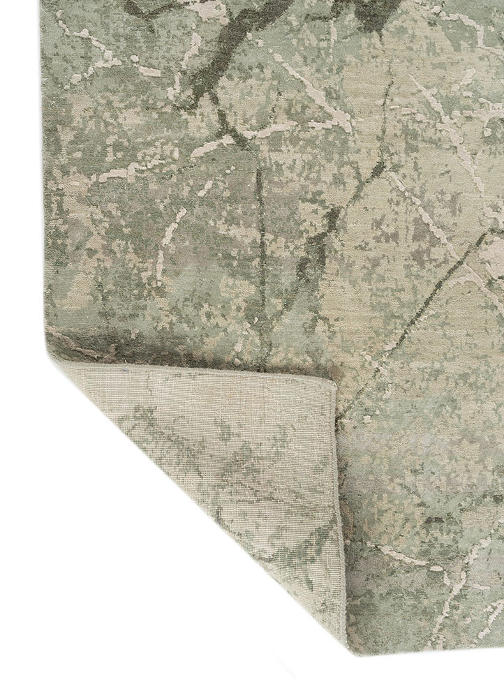 urban pause by kavi green wool and bamboo silk hand knotted Rug - Backing Shot urban pause by kavi green wool and bamboo silk hand knotted Rug - Backing Shot