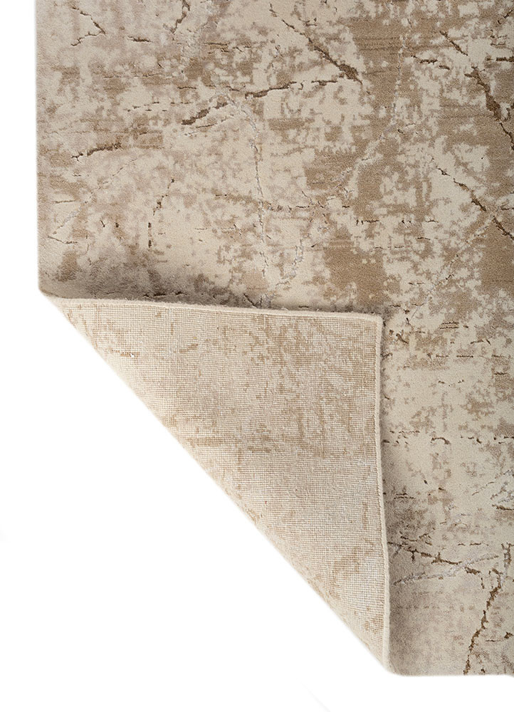 urban pause by kavi ivory wool and bamboo silk hand knotted Rug - Backing Shot