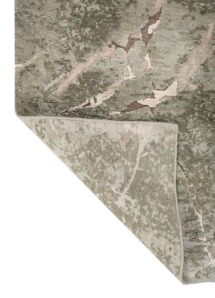 urban pause by kavi green wool and bamboo silk hand knotted Rug - Backing Shot urban pause by kavi green wool and bamboo silk hand knotted Rug - Backing Shot