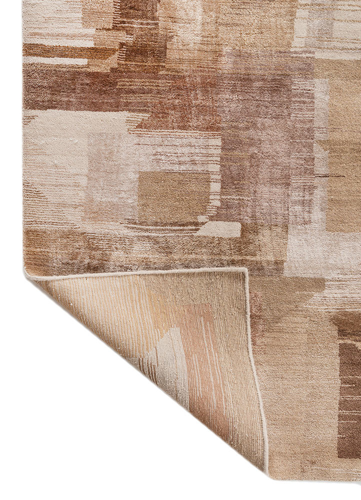 afterglow by kavi ivory wool and bamboo silk hand knotted Rug - Backing Shot