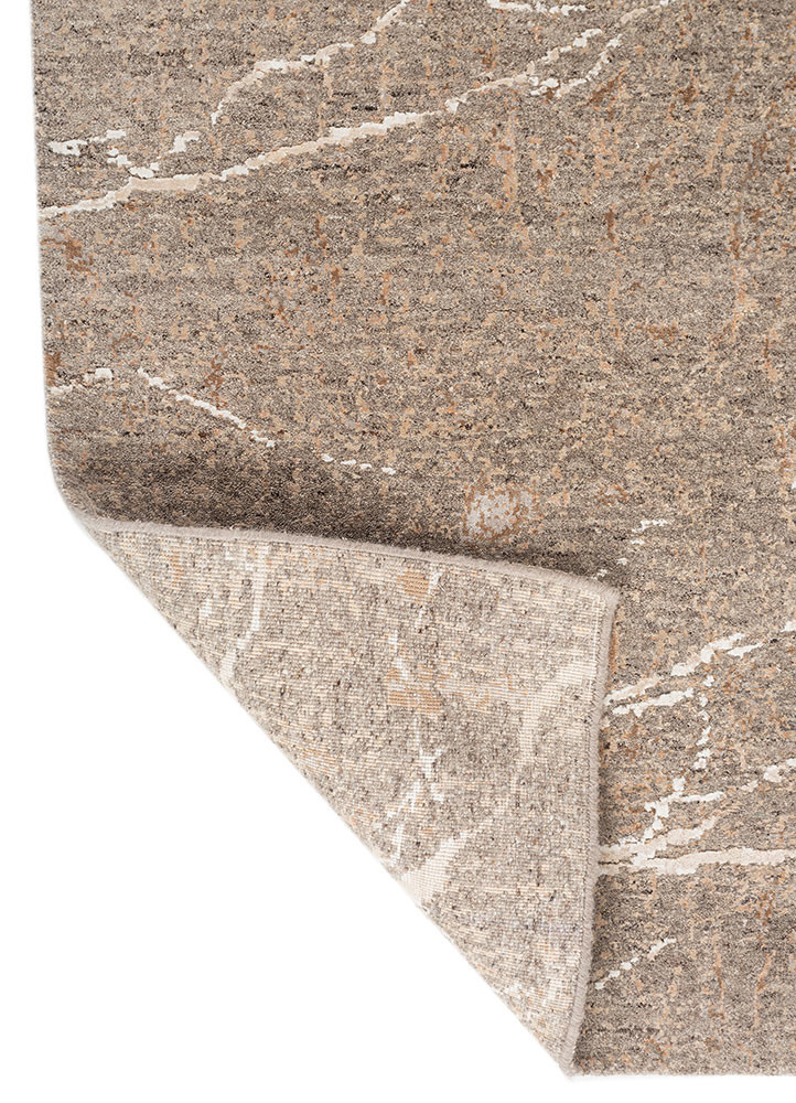 urban pause by kavi beige and brown wool and bamboo silk hand knotted Rug - Backing Shot urban pause by kavi beige and brown wool and bamboo silk hand knotted Rug - Backing Shot