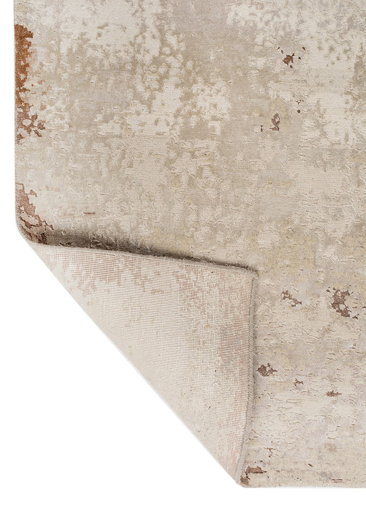 hidden by kavi ivory wool and bamboo silk hand knotted Rug - Backing Shot