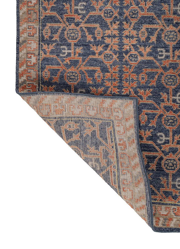 erbe blue wool hand knotted Rug - Backing Shot erbe blue wool hand knotted Rug - Backing Shot