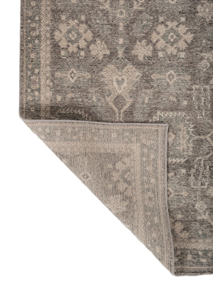 erbe grey and black wool hand knotted Rug - Backing Shot