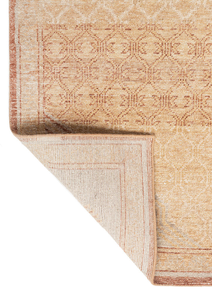 erbe red and orange wool hand knotted Rug - Backing Shot